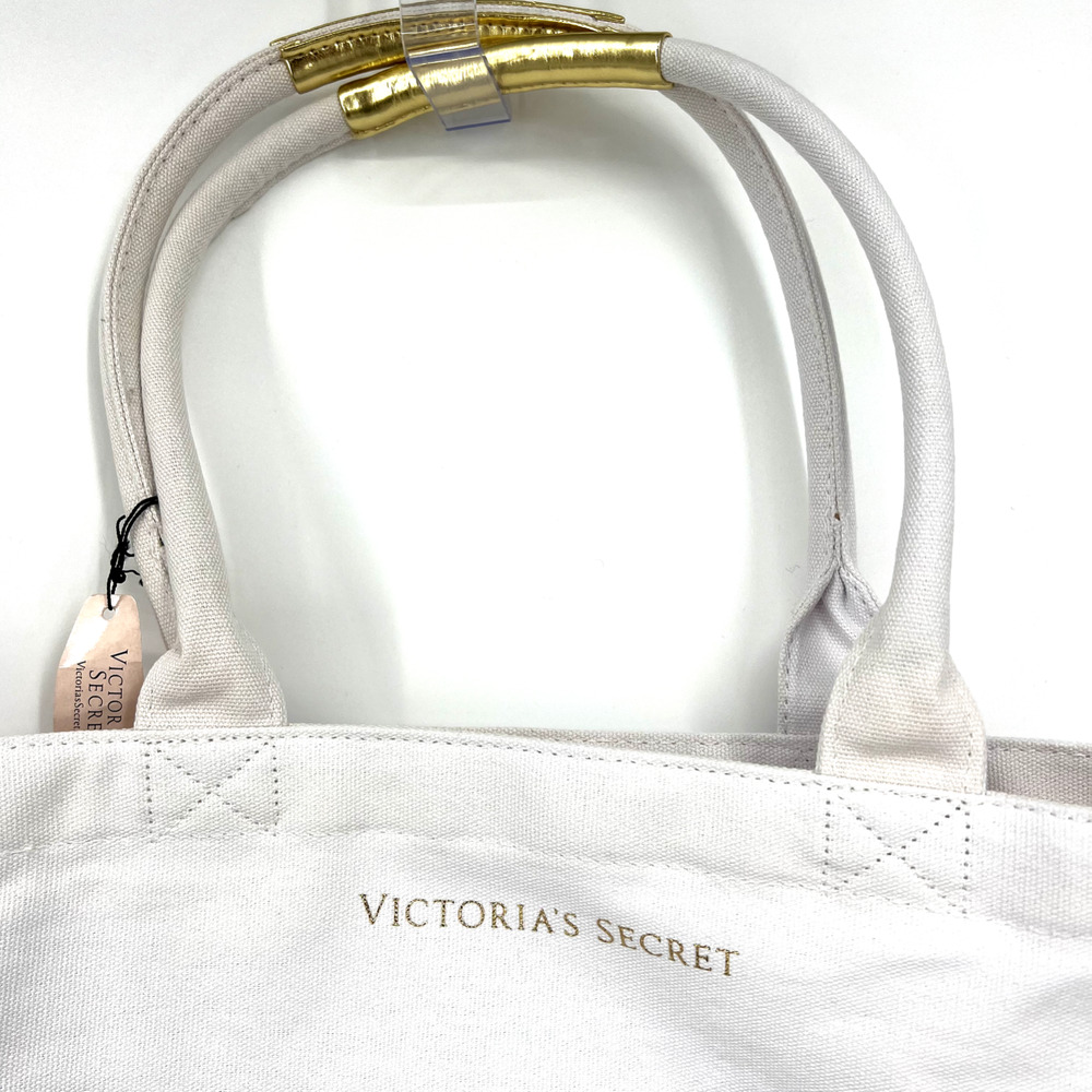 Victoria’s Secret White Canvas Bling Angel Wings Tote Shopper Beach Bag NWT - Picture 4 of 8